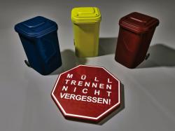 Recycling zu Hause: Mülltrennung in 3 Mülltonnen.