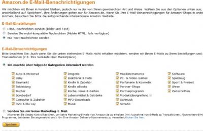 Amazon Werbe Emails abstellen